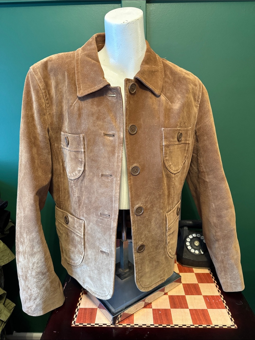 STUNNING Vintage Ann Taylor Loft Suede Utility Jacket - Brown 100% leather